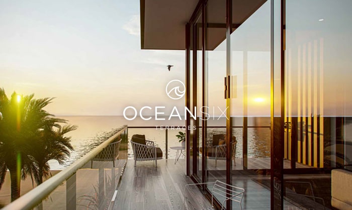 ocean six terraces balcony rendering with logo