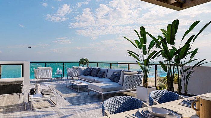 rendering of ocean six terraces balcony