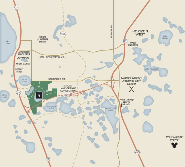 area location map of wellness way by gt homes