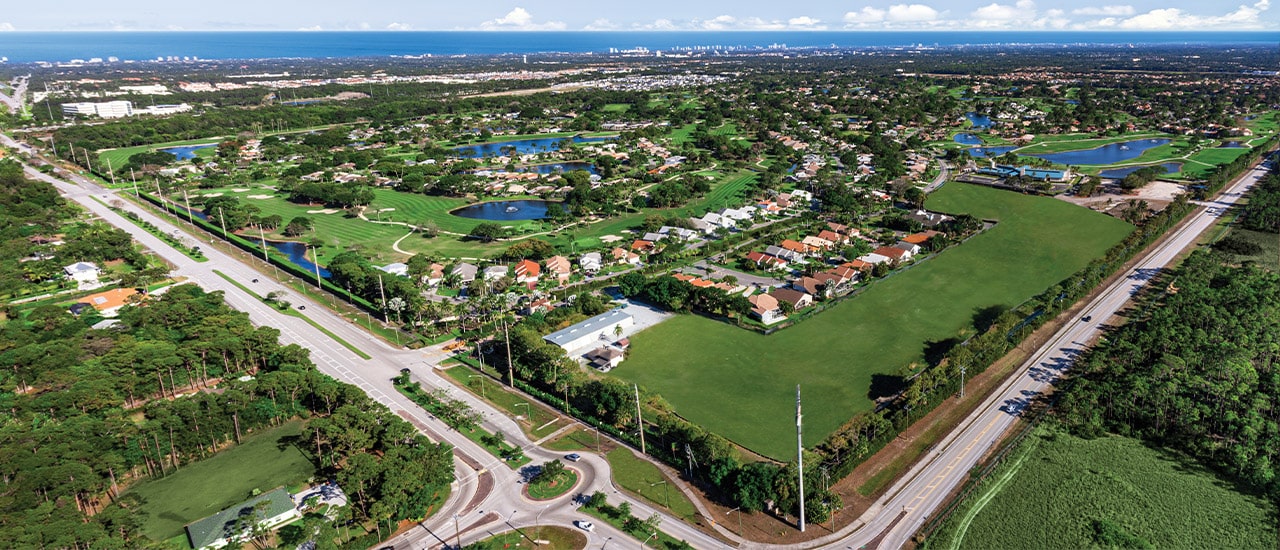Aerial view of Eastpointe Country Club in Palm Beach Gardens